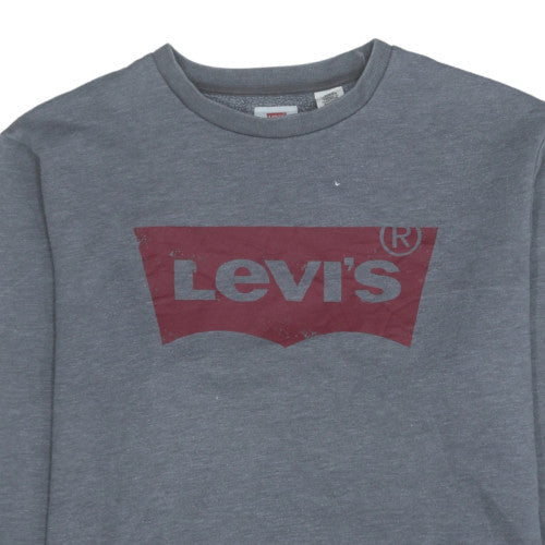 Levi's Men's Grey Logo Crew Neck Pullover Sweatshirt Size L
