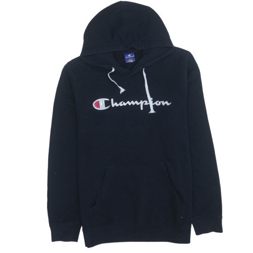 Champion Men's Blue Pullover Hoodie Large Fleece Logo Sweatshirt
