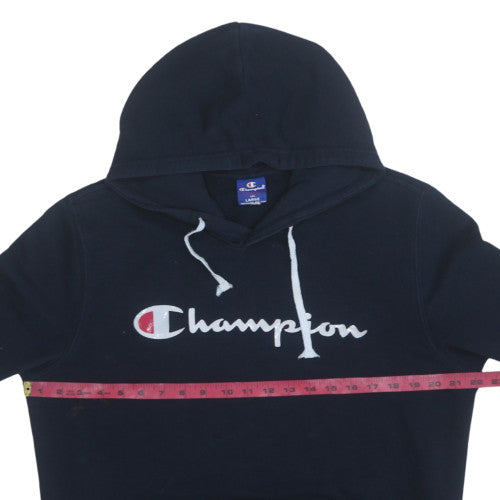 Champion Men's Blue Pullover Hoodie Large Fleece Logo Sweatshirt