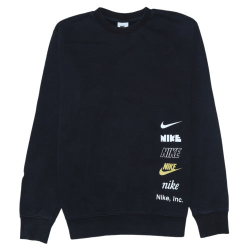 Nike Men's Black Small Crew Neck Graphic Print Pullover Sweatshirt