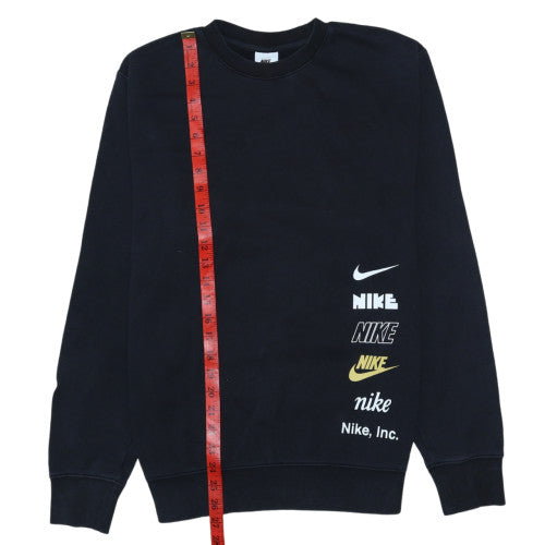 Nike Men's Black Small Crew Neck Graphic Print Pullover Sweatshirt