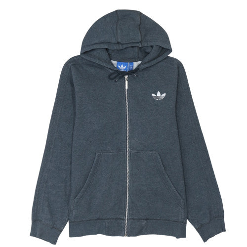 Adidas Mens Grey Full Zip Hoodie L Cotton Blend Casual Sweatshirt