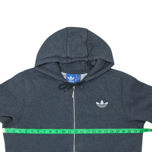 Adidas Mens Grey Full Zip Hoodie L Cotton Blend Casual Sweatshirt