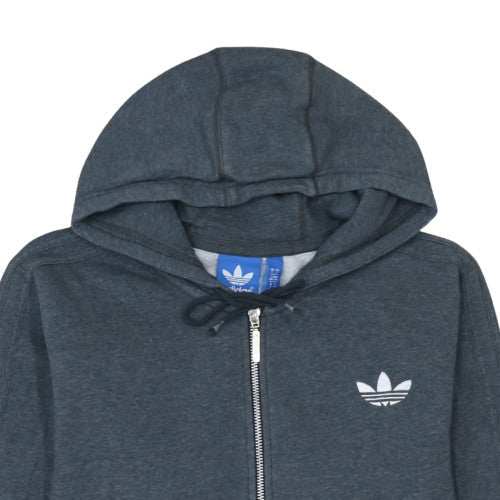 Adidas Mens Grey Full Zip Hoodie L Cotton Blend Casual Sweatshirt