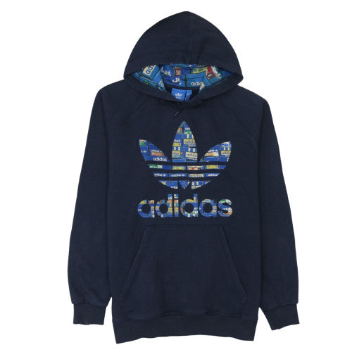 Adidas Men's Blue Pullover Hoodie L Logo Fleece Sweatshirt