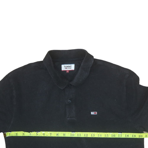 Tommy Jeans Men's Black Polo Shirt L Cotton Logo Classic Fit