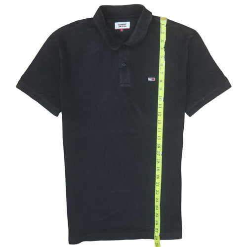 Tommy Jeans Men's Black Polo Shirt L Cotton Logo Classic Fit