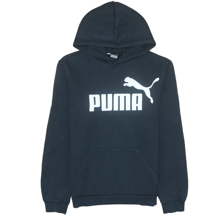 Puma Boys Black Pullover Hoodie 15-16 Years Fleece Logo Sweatshirt