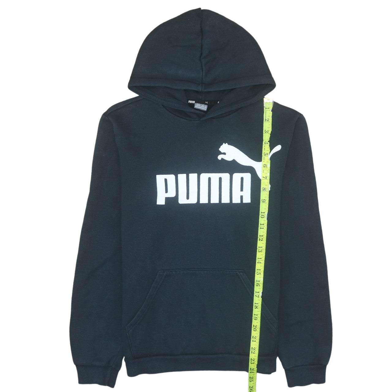 Puma Boys Black Pullover Hoodie 15-16 Years Fleece Logo Sweatshirt