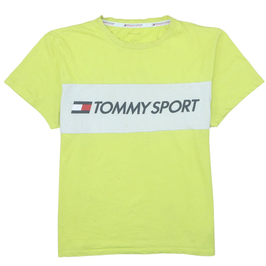 Tommy Sport Men's Yellow Colourblock Cotton T-Shirt Size M