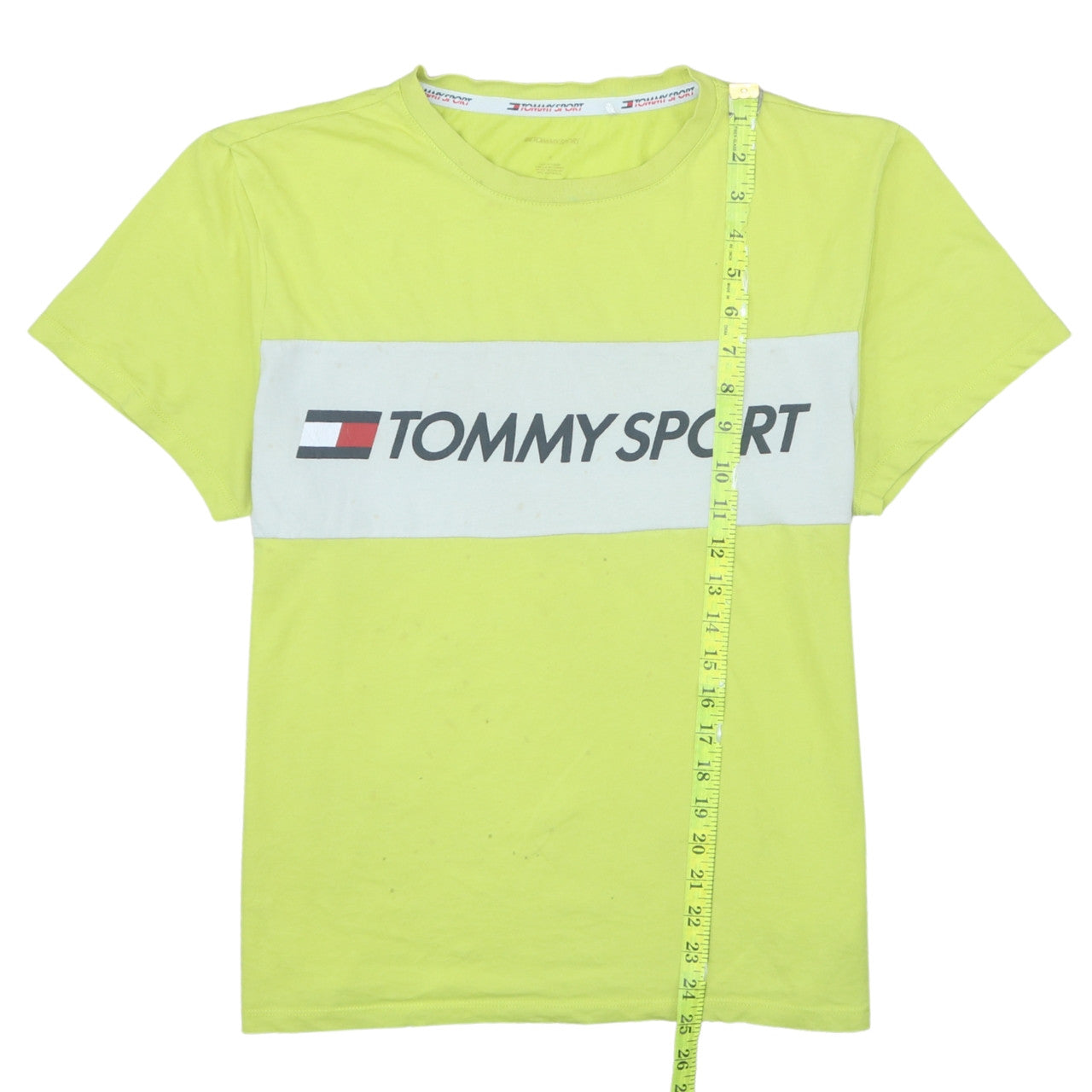Tommy Sport Men's Yellow Colourblock Cotton T-Shirt Size M