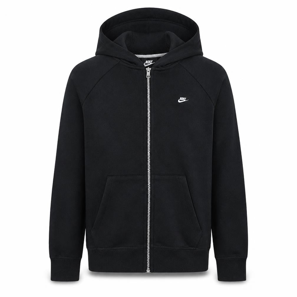 Front view of Nike Men’s Black Fleece Full Zip Hoodie M Regular Fit