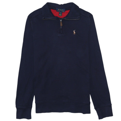 Ralph Lauren Boys Navy Blue 1/4 Zip Cotton Sweatshirt M (10-12)