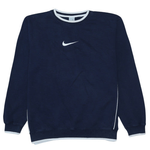 Nike Men's Blue Embroidered Crew Neck Pullover Sweatshirt Size L