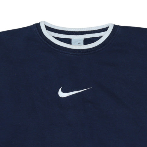Nike Men's Blue Embroidered Crew Neck Pullover Sweatshirt Size L