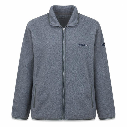 Front view of Reebok Women's Grey Fleece Full Zip Activewear Jacket, size 14
