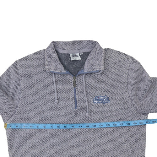 Weird Fish Mens Grey Knit 1/4 Zip Pullover Sweatshirt Size M