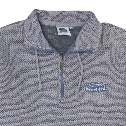 Weird Fish Mens Grey Knit 1/4 Zip Pullover Sweatshirt Size M