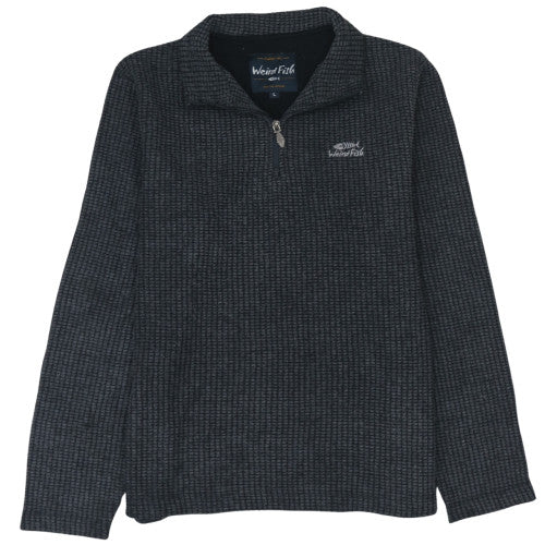Weird Fish Men's Grey Knit 1/4 Zip Pullover Sweatshirt Size L
