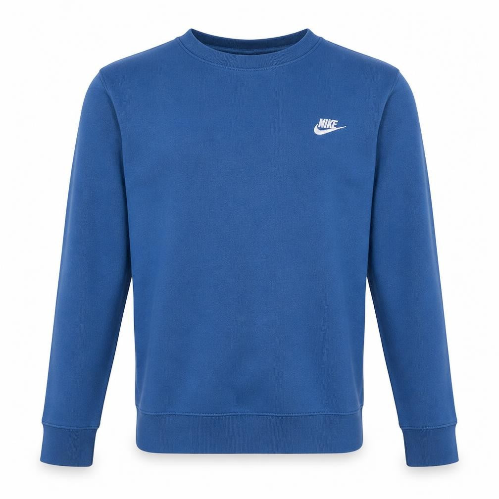 Front view of Nike Men's Blue Crew Neck Pullover Sweatshirt, size S