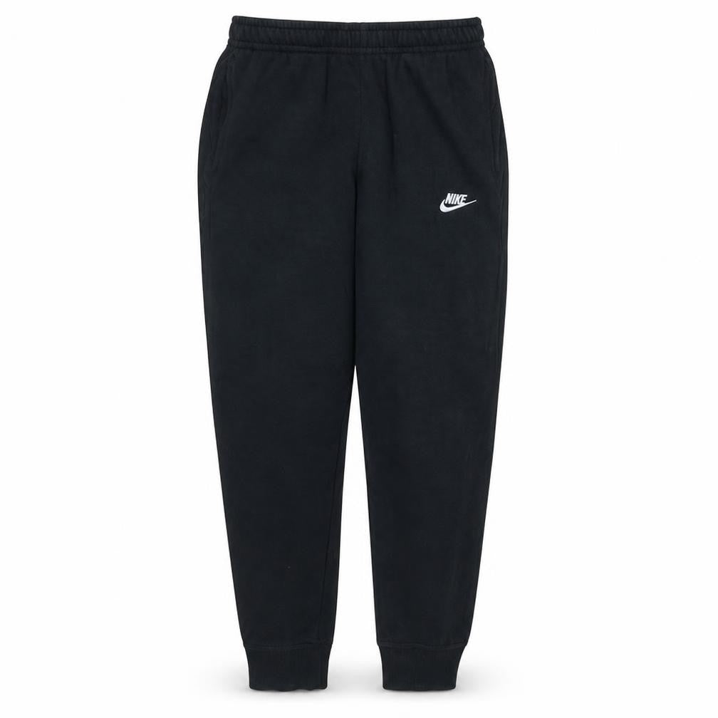 Front view of Nike Men's Black Jogger Fleece Trousers, size S, Regular Fit