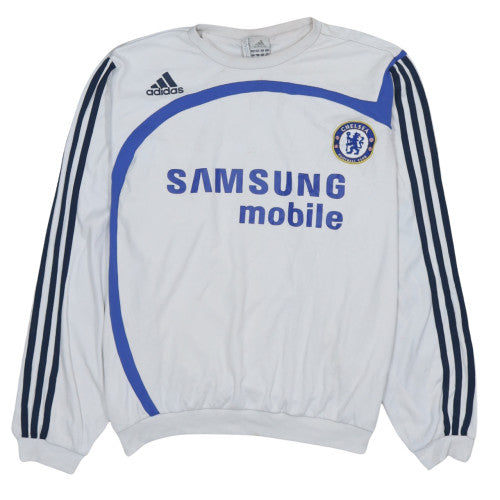 Adidas Mens White Chelsea Football Sweatshirt L Pullover Sports Top