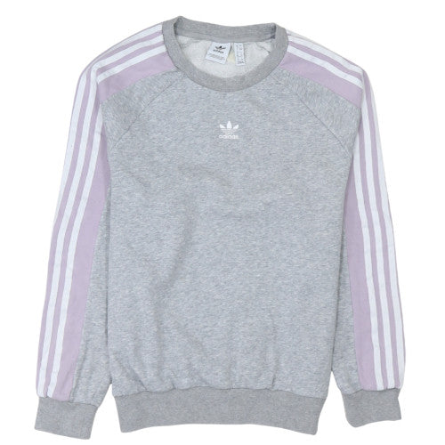 Adidas Women Grey & Lilac Crew Neck Long Sleeve Sweatshirt Size 8