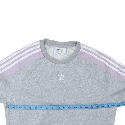 Adidas Women Grey & Lilac Crew Neck Long Sleeve Sweatshirt Size 8