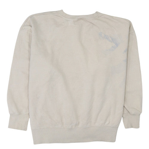 Nike Women Beige Cotton Logo Pullover Sweatshirt Size L