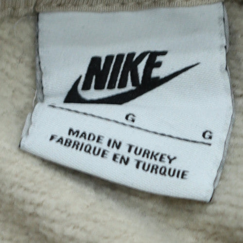 Nike Women Beige Cotton Logo Pullover Sweatshirt Size L