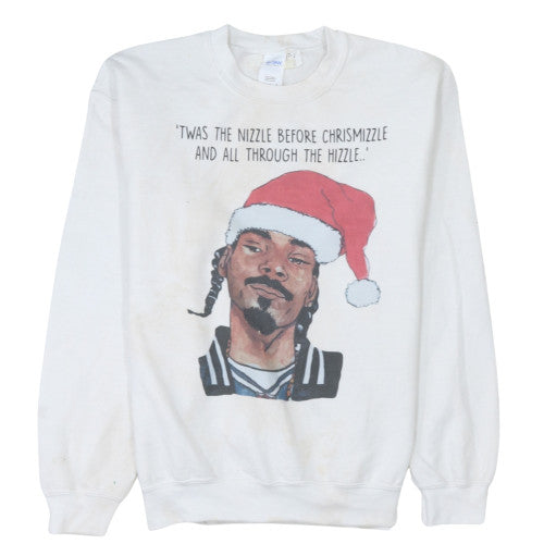 Gildan Men White Christmas Graphic Print Sweatshirt Medium