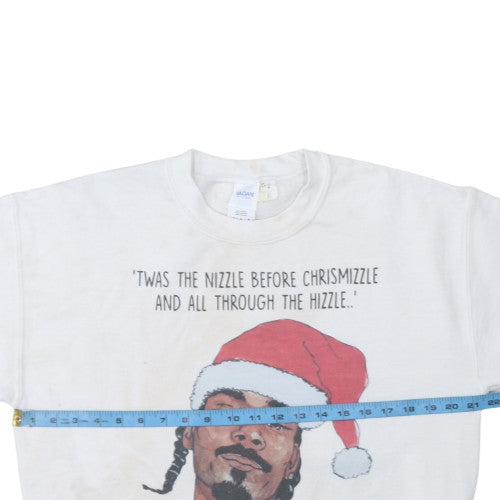 Gildan Men White Christmas Graphic Print Sweatshirt Medium