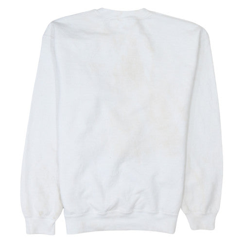 Gildan Men White Christmas Graphic Print Sweatshirt Medium