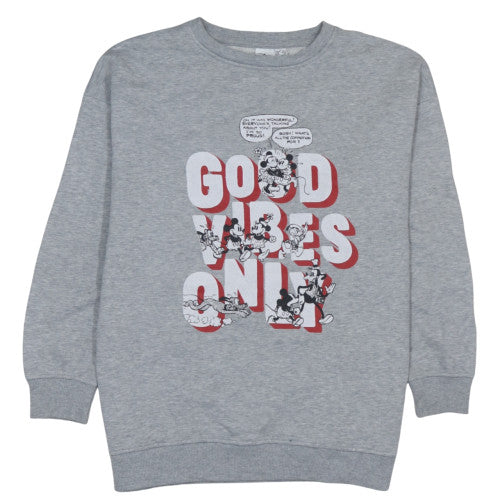 Disney Women Grey Mickey Mouse 'Good Vibes Only' Sweatshirt Size S