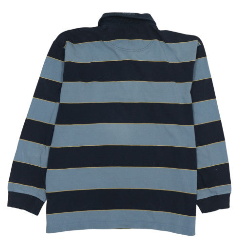 Maine New England Men's Blue Striped Long Sleeve Collared Sweatshirt Size L