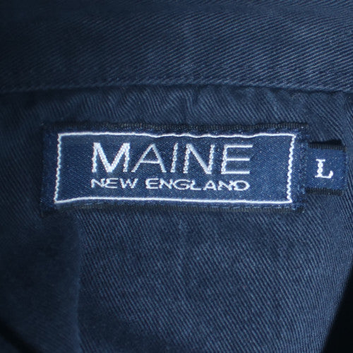 Maine New England Men's Blue Striped Long Sleeve Collared Sweatshirt Size L