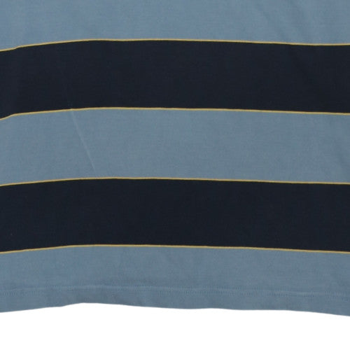 Maine New England Men's Blue Striped Long Sleeve Collared Sweatshirt Size L