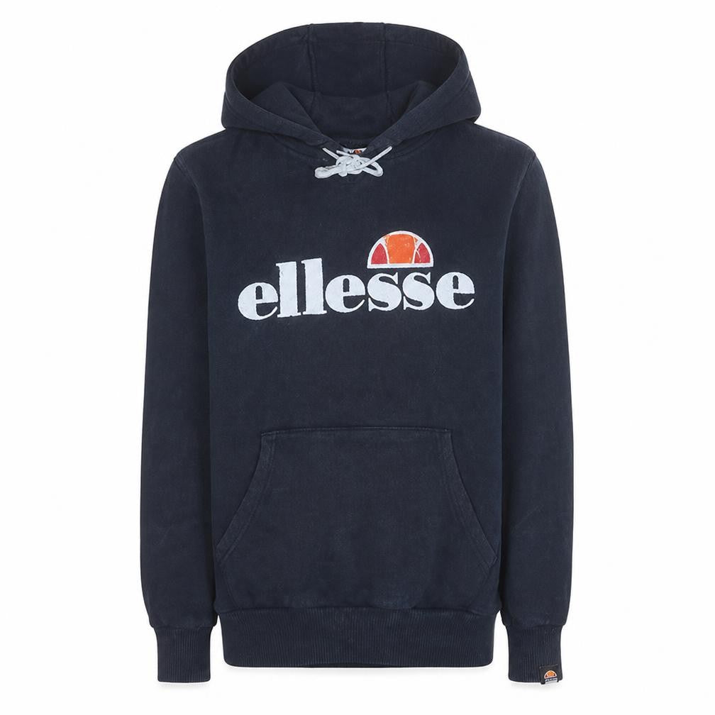 Front view of Ellesse women’s black uk 6 pullover hoodie cotton blend logo design