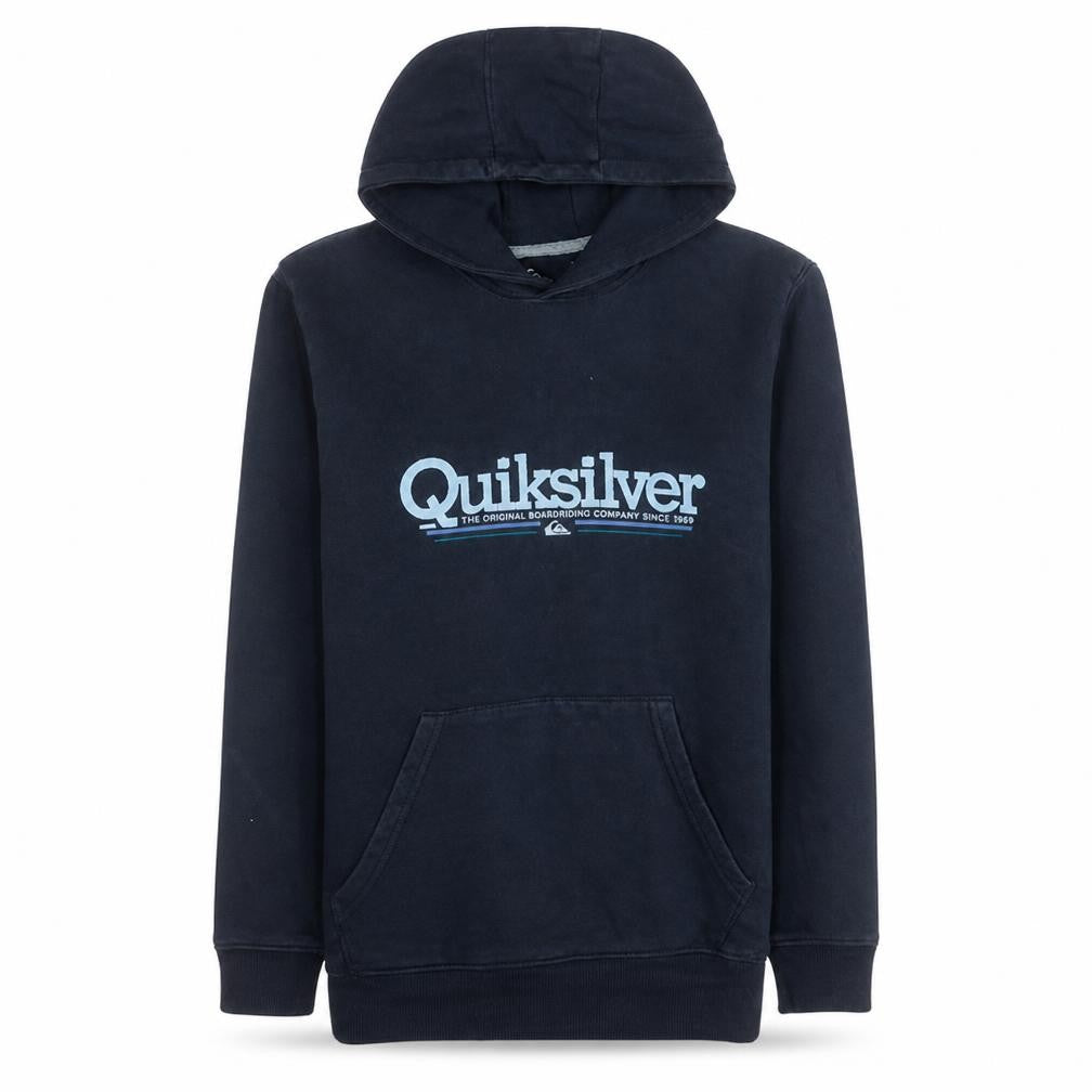 Front view of Quiksilver Women's Navy Blue Pullover Hoodie, size 14, Cotton Blend