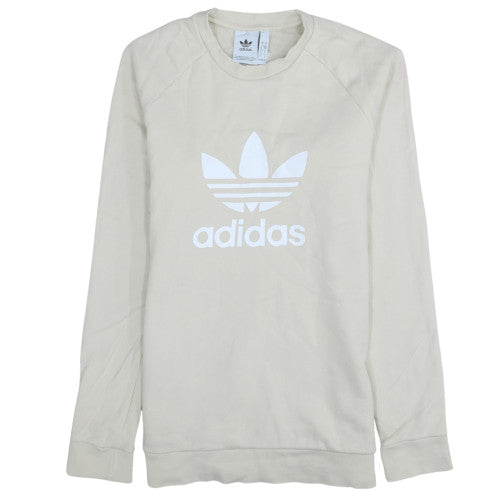 Adidas Mens Beige Small Trefoil Logo Pullover Sweatshirt