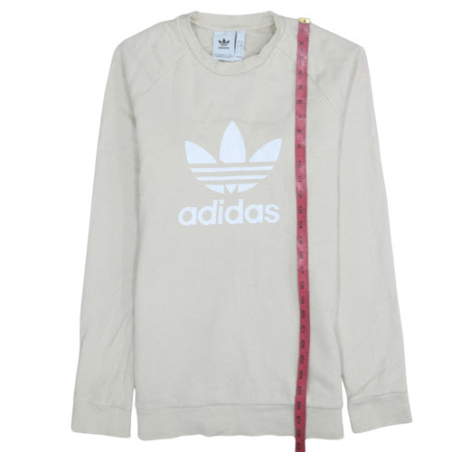 Adidas Mens Beige Small Trefoil Logo Pullover Sweatshirt