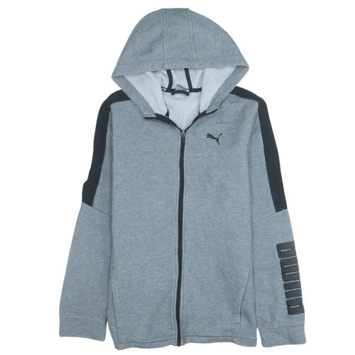 Puma Boys Grey Full Zip Hoodie Size 16 Years Cotton Blend Sportswear