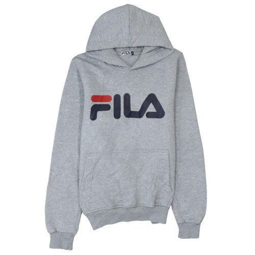 FILA Womens Grey Pullover Hoodie Medium Logo Print Casual Sweatshirt