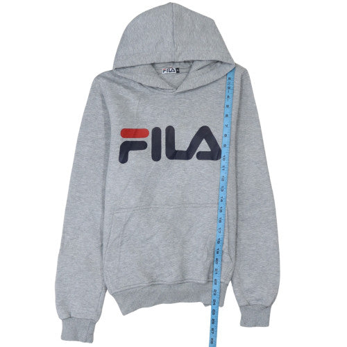 FILA Womens Grey Pullover Hoodie Medium Logo Print Casual Sweatshirt