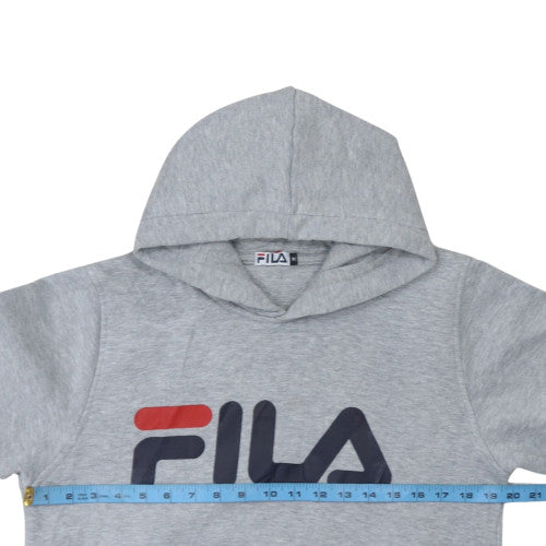FILA Womens Grey Pullover Hoodie Medium Logo Print Casual Sweatshirt