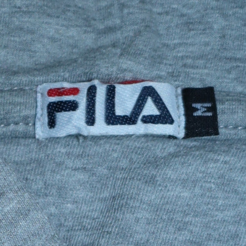 FILA Womens Grey Pullover Hoodie Medium Logo Print Casual Sweatshirt
