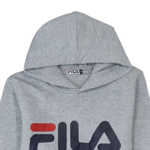FILA Womens Grey Pullover Hoodie Medium Logo Print Casual Sweatshirt