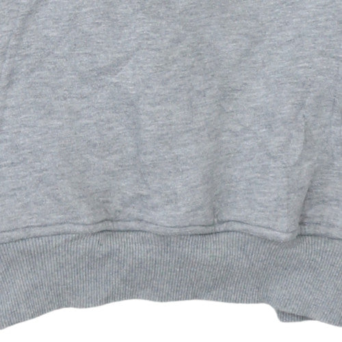 FILA Womens Grey Pullover Hoodie Medium Logo Print Casual Sweatshirt