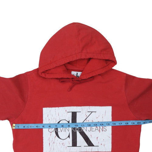 Calvin Klein Jeans Men's Red Pullover Hoodie M Logo Cotton