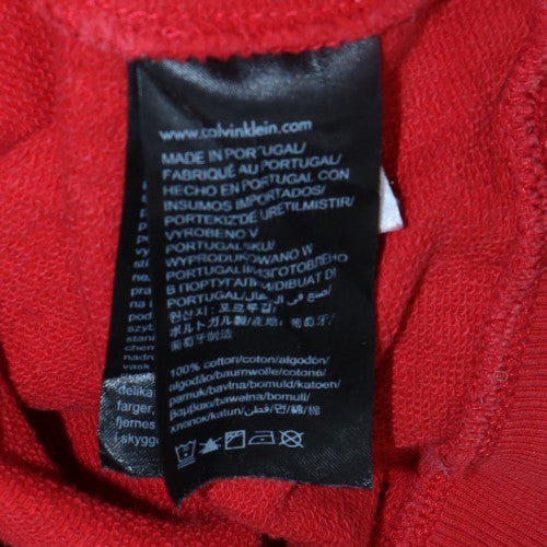 Calvin Klein Jeans Men's Red Pullover Hoodie M Logo Cotton